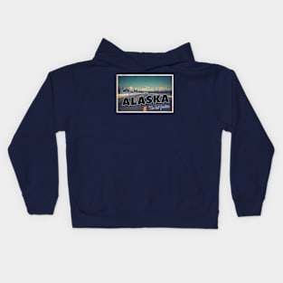 Greetings from Alaska - Vintage Travel Postcard Design Kids Hoodie